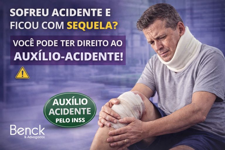 Auxílio-Acidente do INSS homem com lesão no joelho representando auxílio-acidente INSS sequela leve direito previdenciário